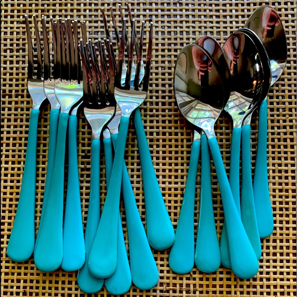 World Market Blue Handled Flatware